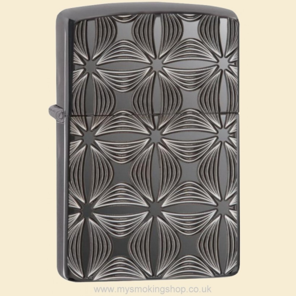 Zippo Armor Case Decorative Pattern Black Ice Regular Petrol Lighter 29665